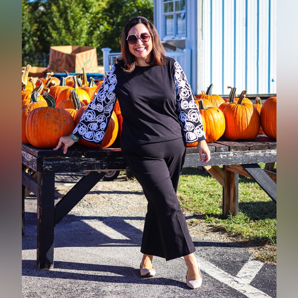 Chico’s Knit Woven Mix Soutache Sleeve Tee XL